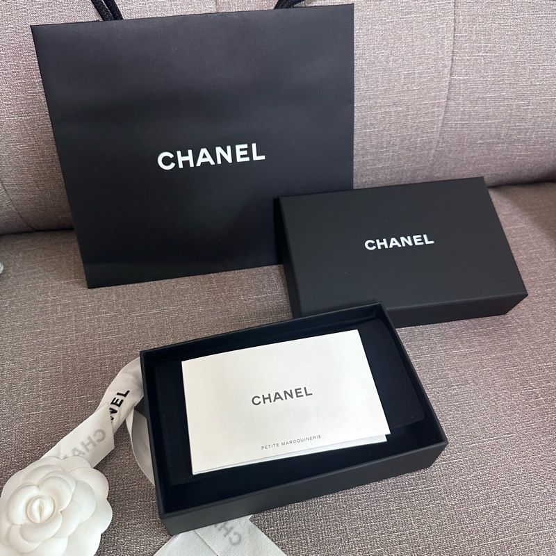 💖Chanel 拉鍊零錢包 💖 黑金牛 全新全配-7