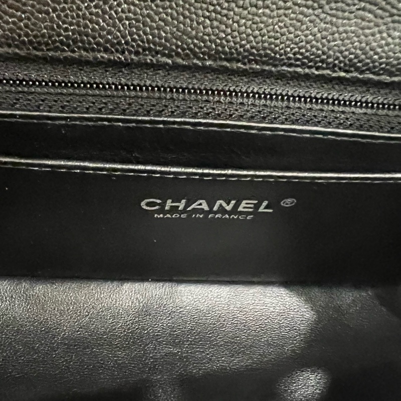 Chanel 香奈兒 珠光 荔枝牛皮cf20 coco20黑 灰銀釦-17