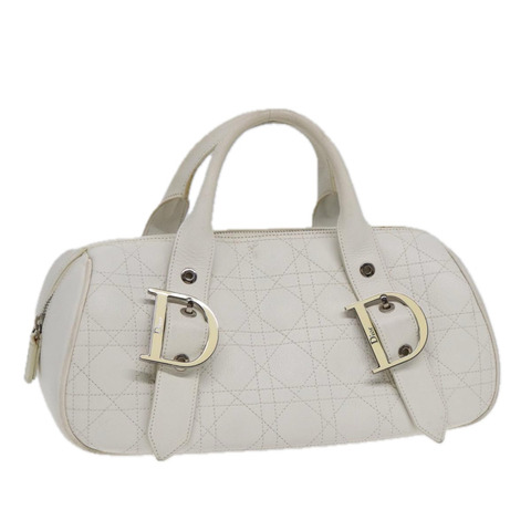 Christian Dior Lady Dior Canage 手提包 皮革 白銀 正品 87040