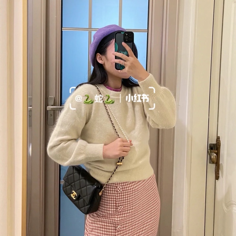 Chanel 珍珠鏈風衣調節釦 羊皮方胖子(芯片款）-4