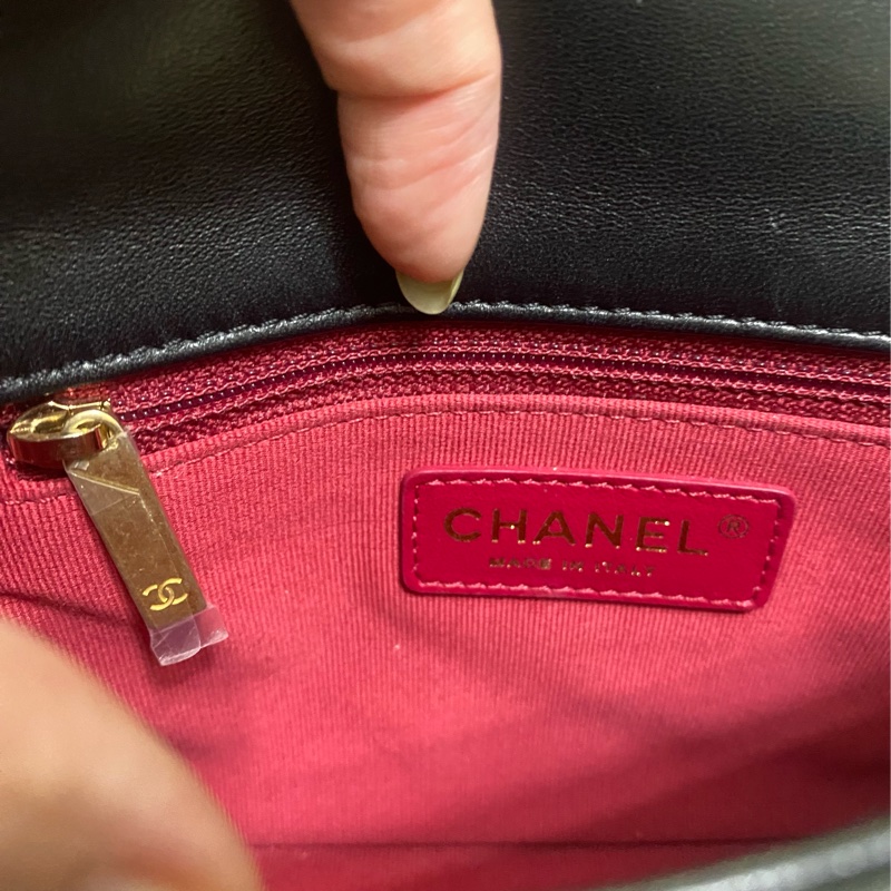 Chanel 珍珠鏈風衣調節釦 羊皮方胖子(芯片款）-18