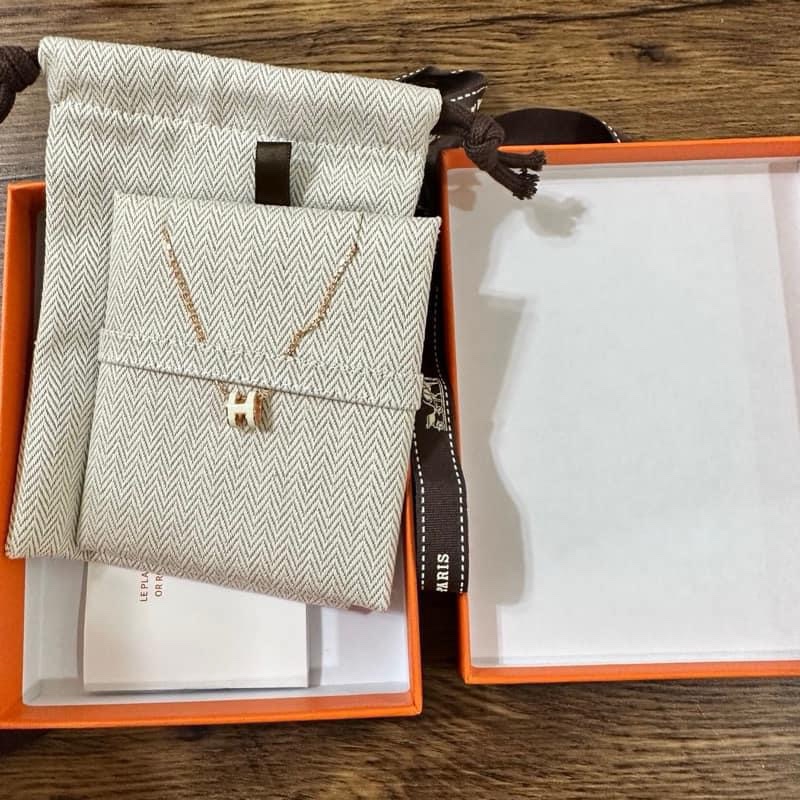 💖 Hermes mini Pop H 項鍊 (全新)💖 白玫瑰金-1