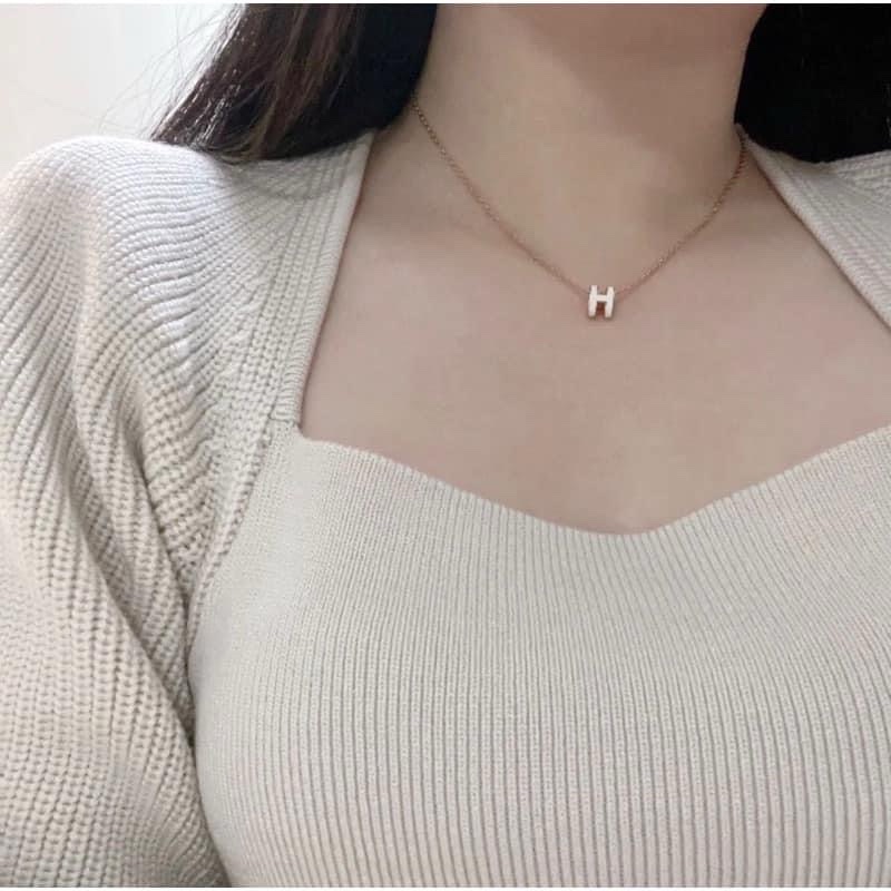 💖 Hermes mini Pop H 項鍊 (全新)💖 白玫瑰金-5