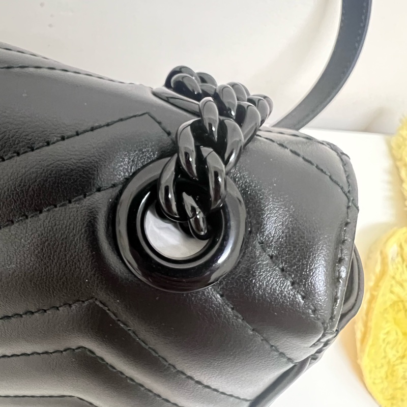 Gucci Marmont 22 so black 黑武士鏈條包-15