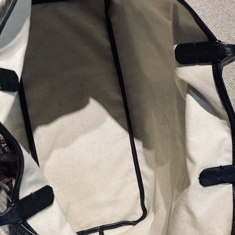 GOYARD 經典St. LouisPM防水帆布LOGO購物包(中-黑-附收納袋)-13