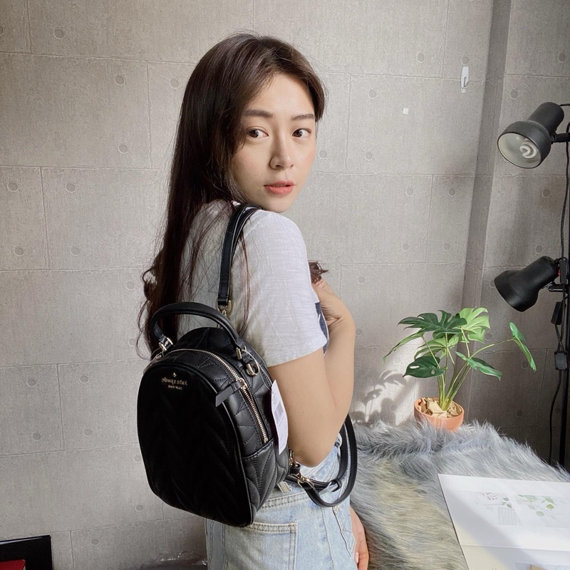 Kate Spade黑色雙肩羊皮後背包-0