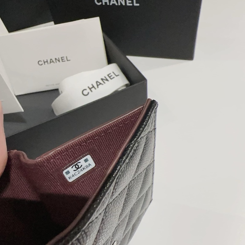 香奈兒Chanel 經典荔枝皮口蓋黑銀三折皮夾-10