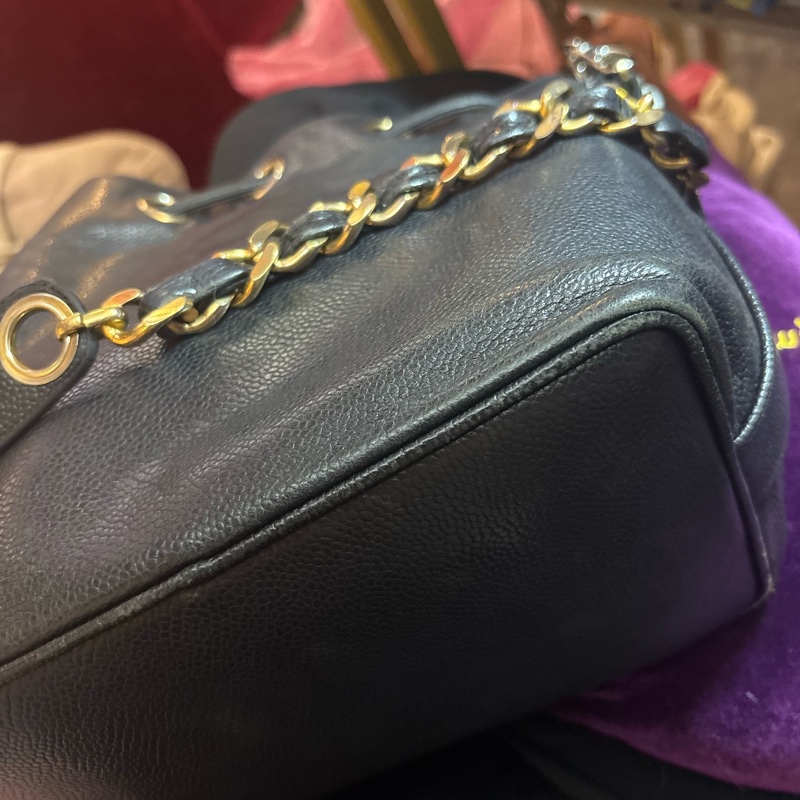 Chanel Vintago logo 黑色 古董包 束口金球水桶包-28