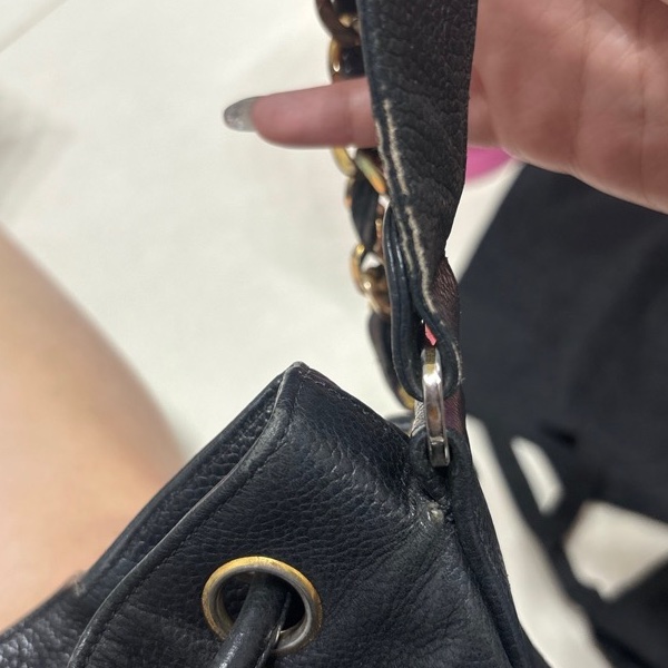 Chanel Vintago logo 黑色 古董包 束口金球水桶包-8