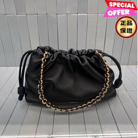 🎉新品好折扣✨Loewe 中款 金鍊小羊皮 Flamenco 包 黑色
