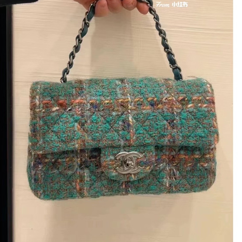 ‎☺︎ CHANEL 綠毛呢金絲線mini cf 工藝Tweed🪩GD權志龍同款系列-3
