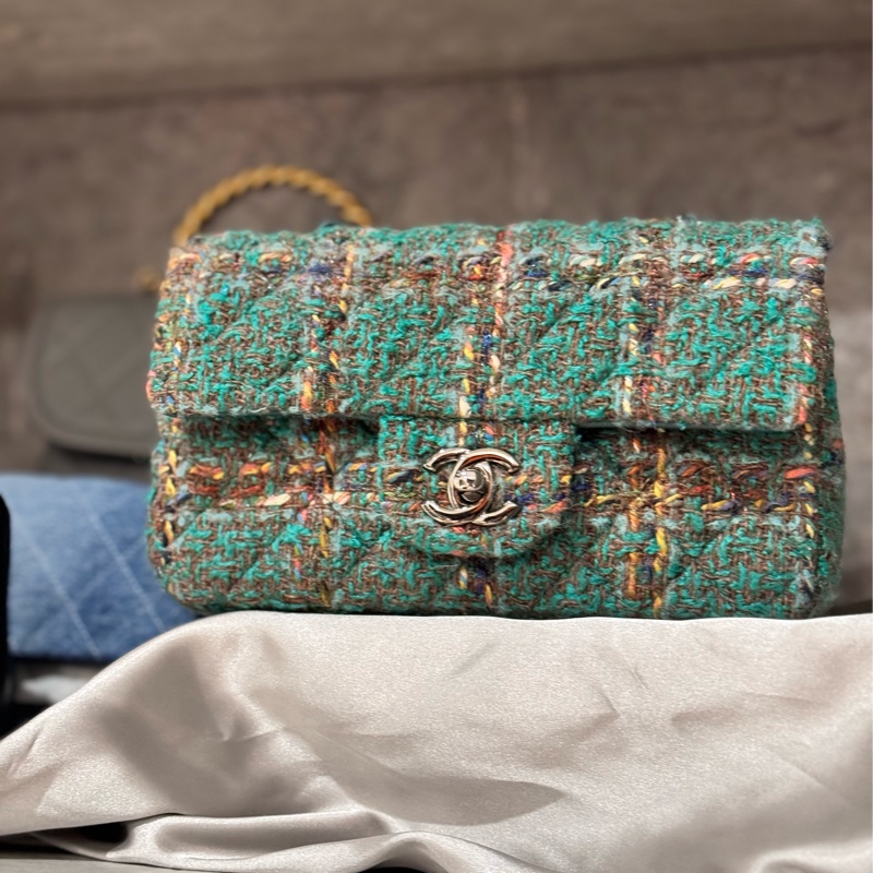 ‎☺︎ CHANEL 綠毛呢金絲線mini cf 工藝Tweed🪩GD權志龍同款系列-5