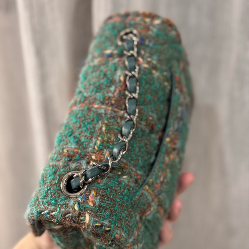 ‎☺︎ CHANEL 綠毛呢金絲線mini cf 工藝Tweed🪩GD權志龍同款系列-7