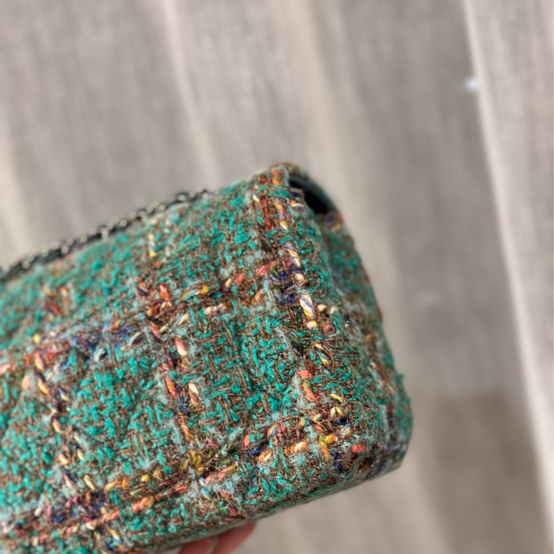 ‎☺︎ CHANEL 綠毛呢金絲線mini cf 工藝Tweed🪩GD權志龍同款系列-8