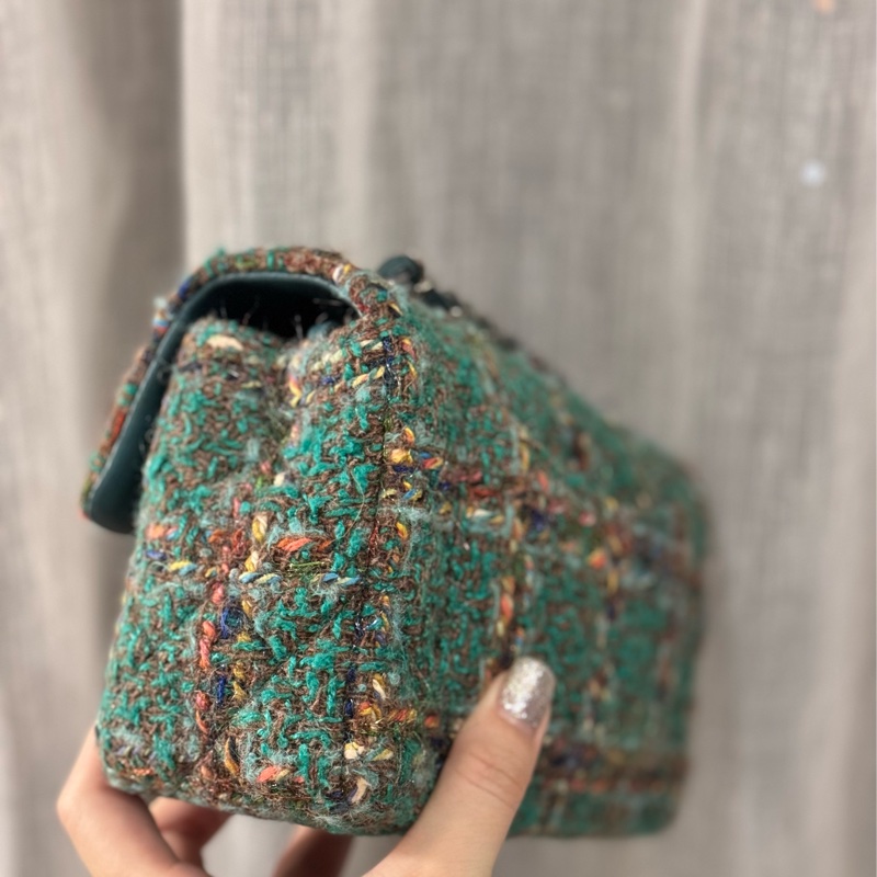 ‎☺︎ CHANEL 綠毛呢金絲線mini cf 工藝Tweed🪩GD權志龍同款系列-9