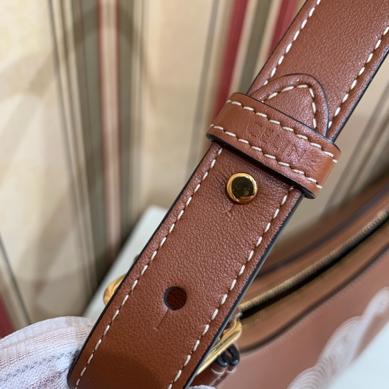 Celine Ava 豌豆腋下包 棕色中號刺繡-10