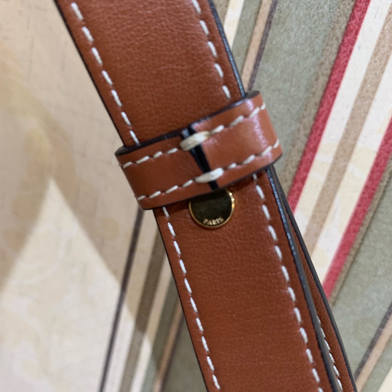 Celine Ava 豌豆腋下包 棕色中號刺繡-11