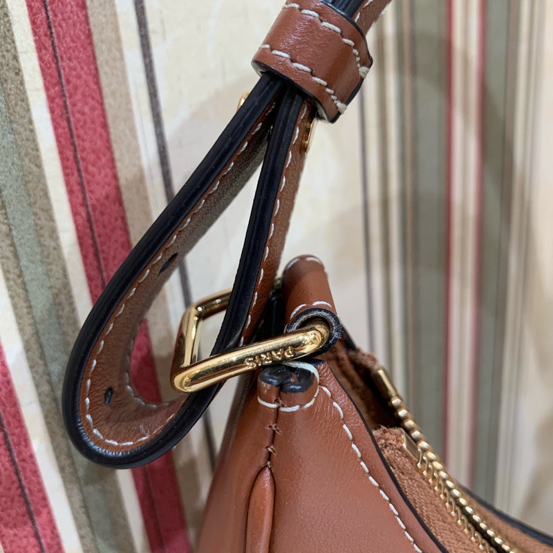 Celine Ava 豌豆腋下包 棕色中號刺繡-12