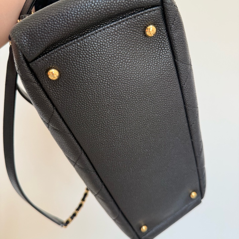 Chanel黑金荔枝雙鏈肩背包 豆腐包 托特包-16