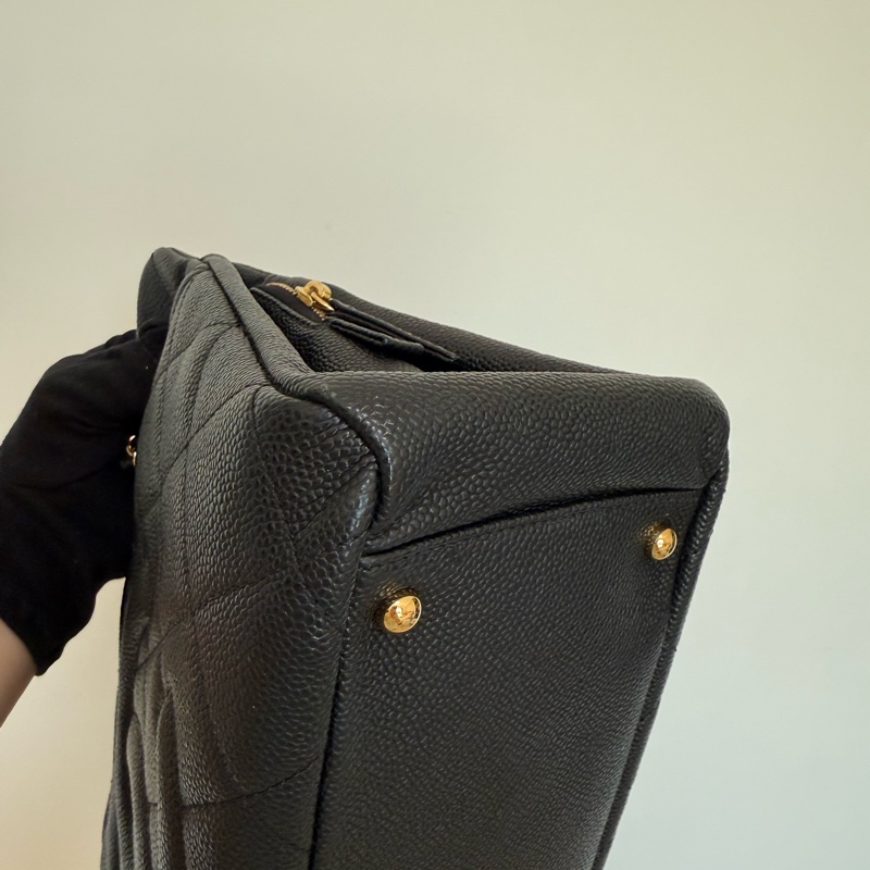 Chanel黑金荔枝雙鏈肩背包 豆腐包 托特包-19