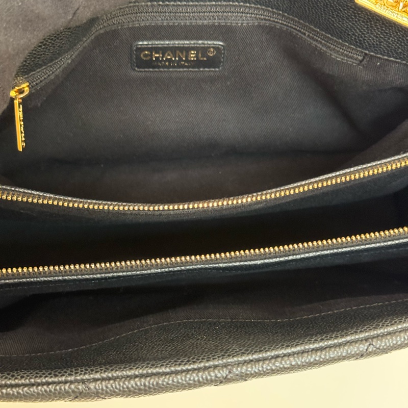 Chanel黑金荔枝雙鏈肩背包 豆腐包 托特包-20