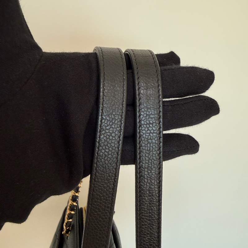 Chanel黑金荔枝雙鏈肩背包 豆腐包 托特包-23