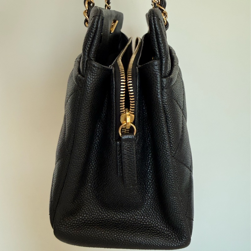 Chanel黑金荔枝雙鏈肩背包 豆腐包 托特包-24