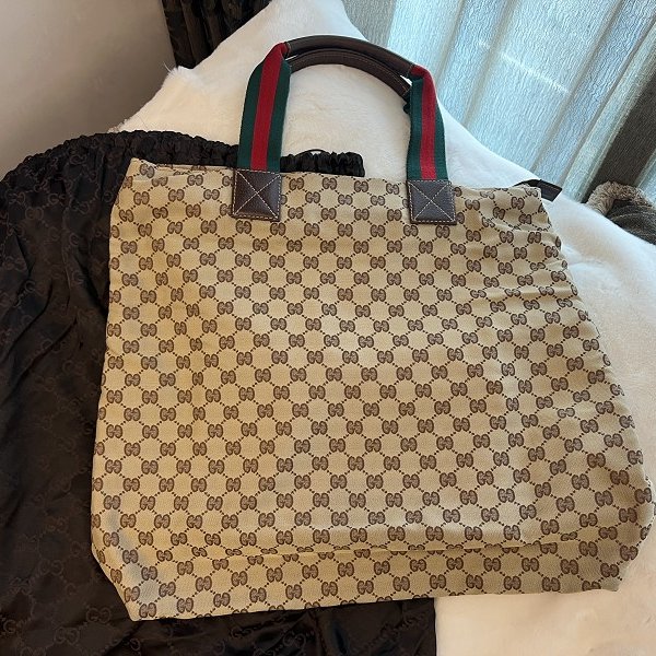 專櫃正品 GUCCI 經典老花帆布托特包 購物袋-1