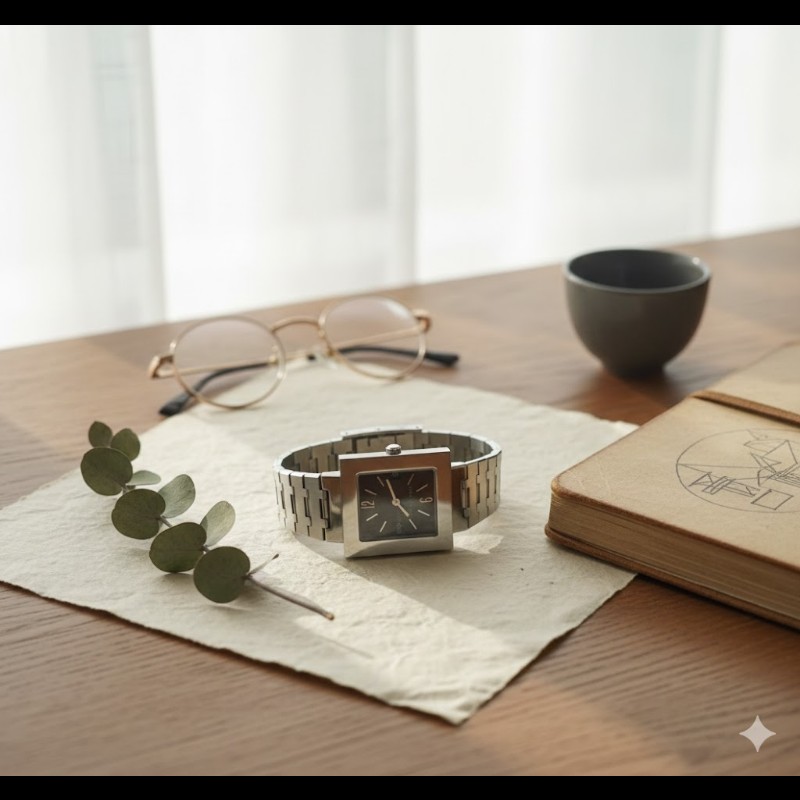 Bvlgari 方形鏈帶石英腕錶-15