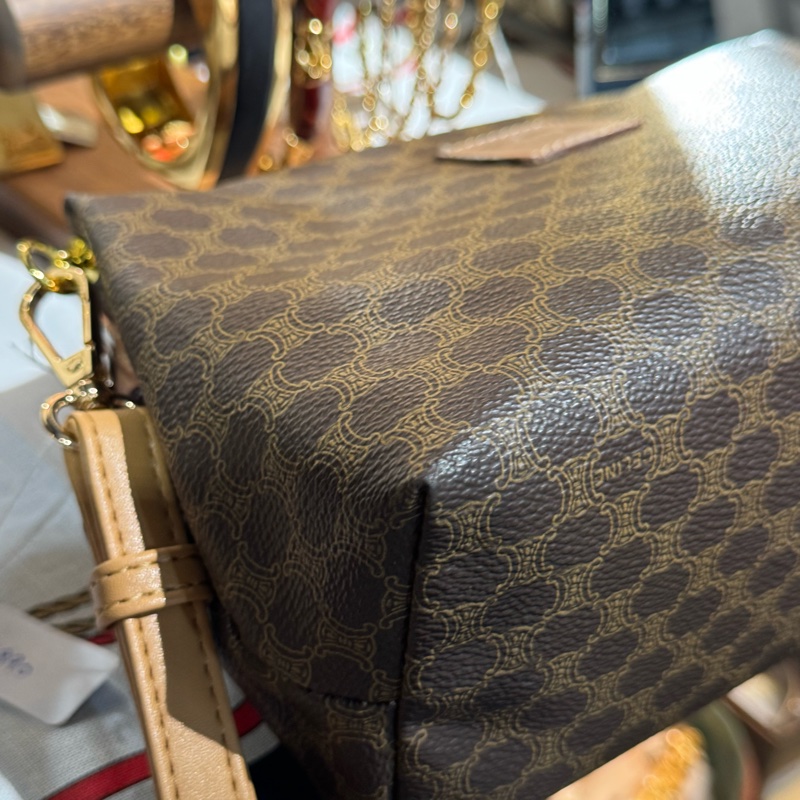 中古 奶茶色Celine 雲朵包 腋下包 斜背包-9