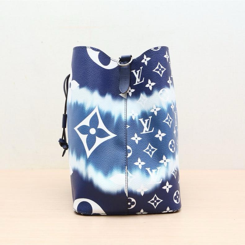 LOUIS VUITTON(路易威登) NONO 水桶包 中號 26 藍色 PVC 銀扣 2020 紮染漸變-1