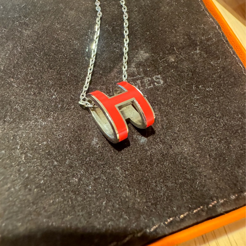 Hermes 愛馬仕H型 愛馬仕橘銀鍊項鍊-1