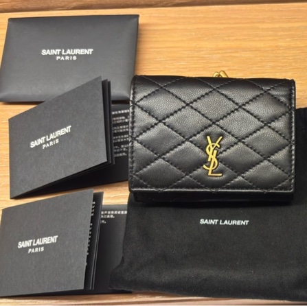 SAINT LAURENT三折皮夾（黑色小羊皮）-9