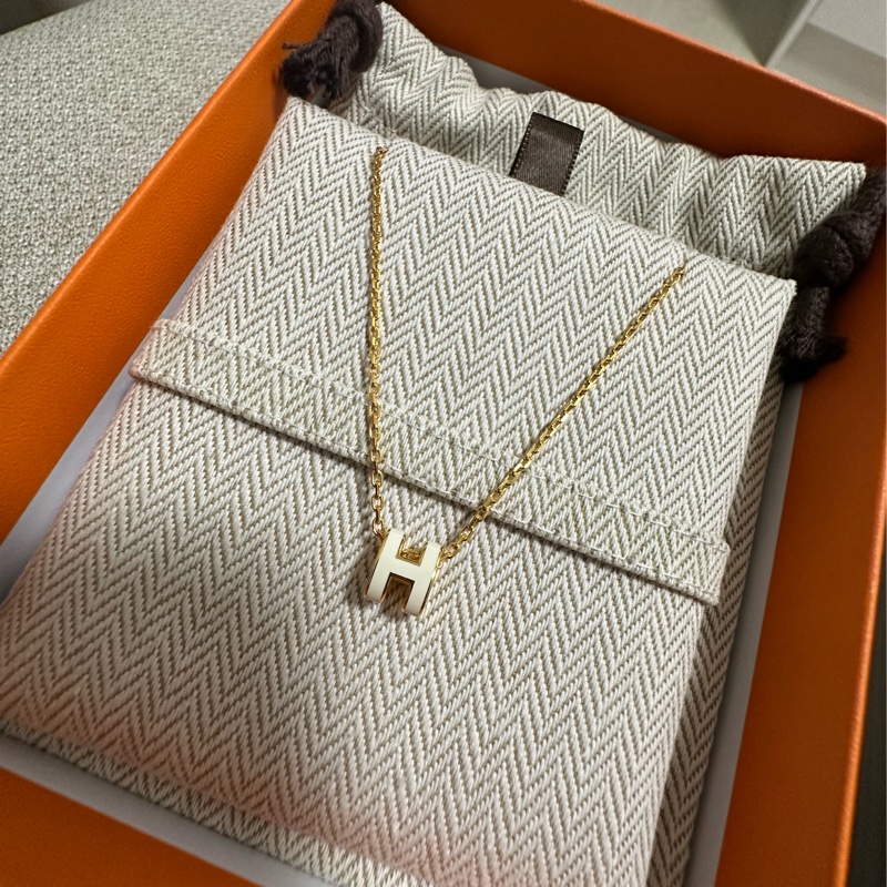愛馬仕 mini pop h 項鍊(白配金）-2