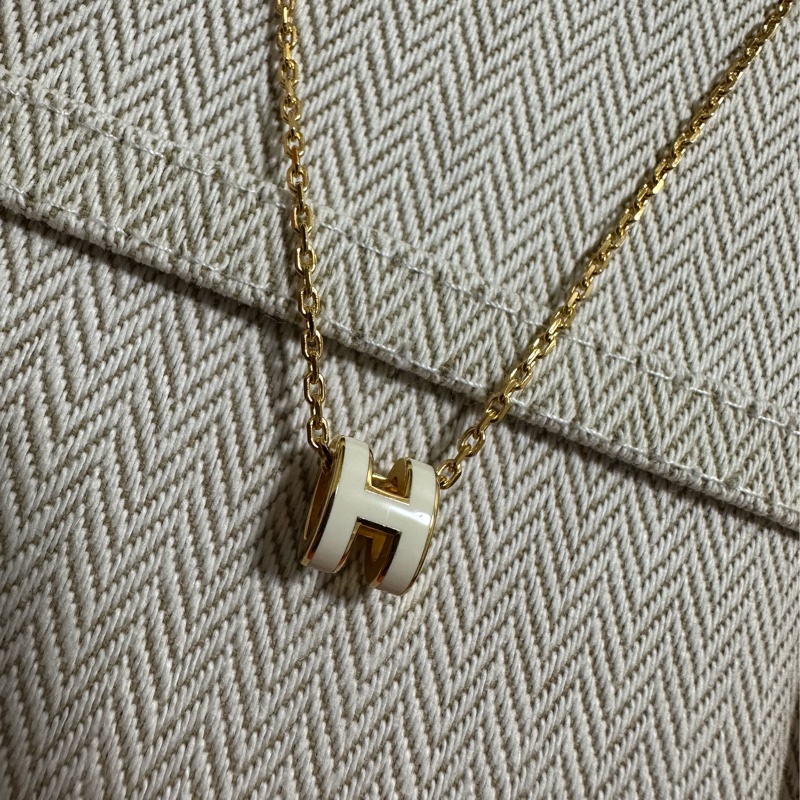 愛馬仕 mini pop h 項鍊(白配金）-3