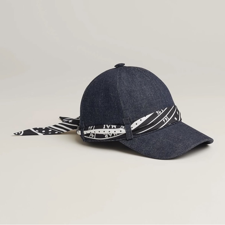 HERMES 愛馬仕。經典Ex-Libris藏書章logo 牛仔丹寧棒球帽-6