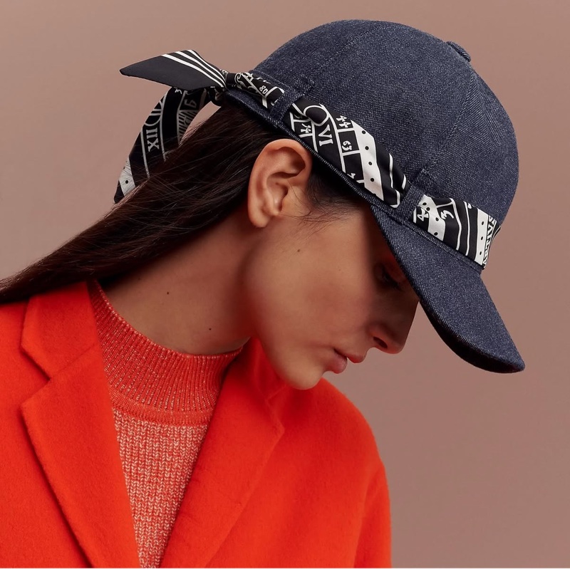 HERMES 愛馬仕。經典Ex-Libris藏書章logo 牛仔丹寧棒球帽-7