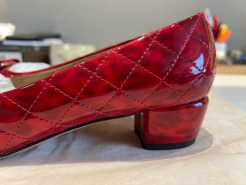 【買一送一】Salvatore Ferragamo Vara寶藍色蝴蝶結跟鞋/菱格紋漆皮亮紅低跟鞋-15