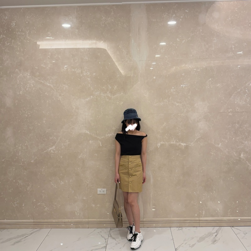 Celine 卡其短裙 鎖鍊款-7