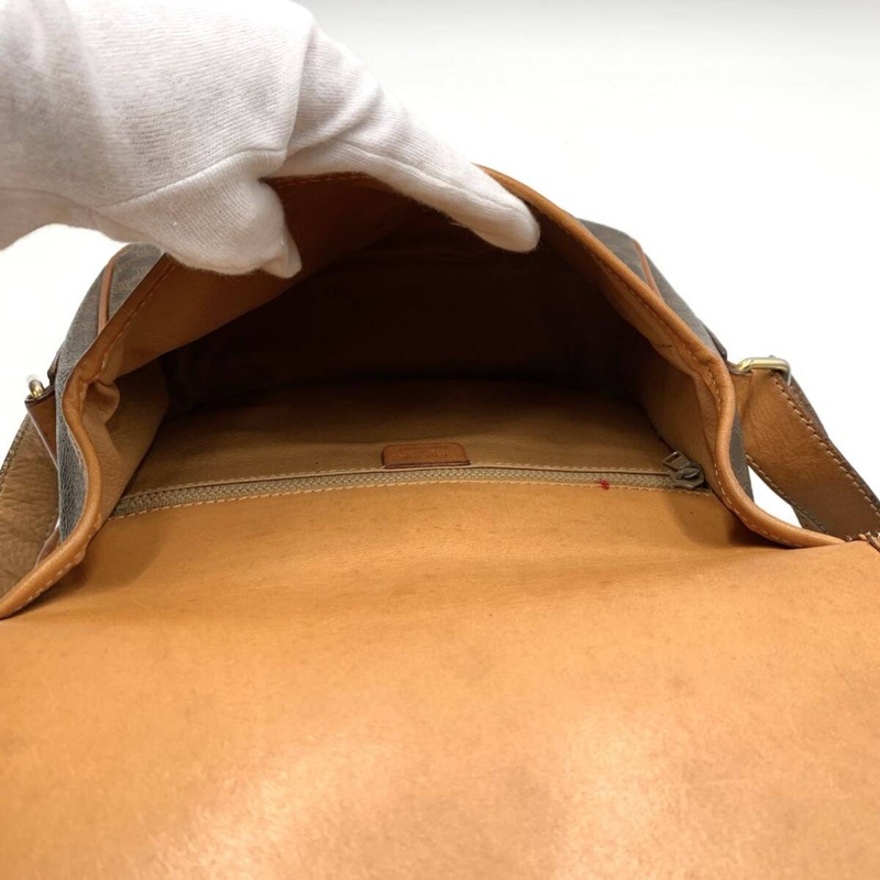 【LA LUNE】稀有中古二手Celine星球咖啡色老花皮革豆腐小包單肩側背斜孭手袋 Vintage-11