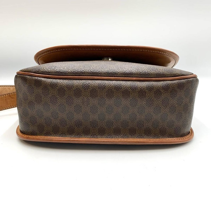 【LA LUNE】稀有中古二手Celine星球咖啡色老花皮革豆腐小包單肩側背斜孭手袋 Vintage-13