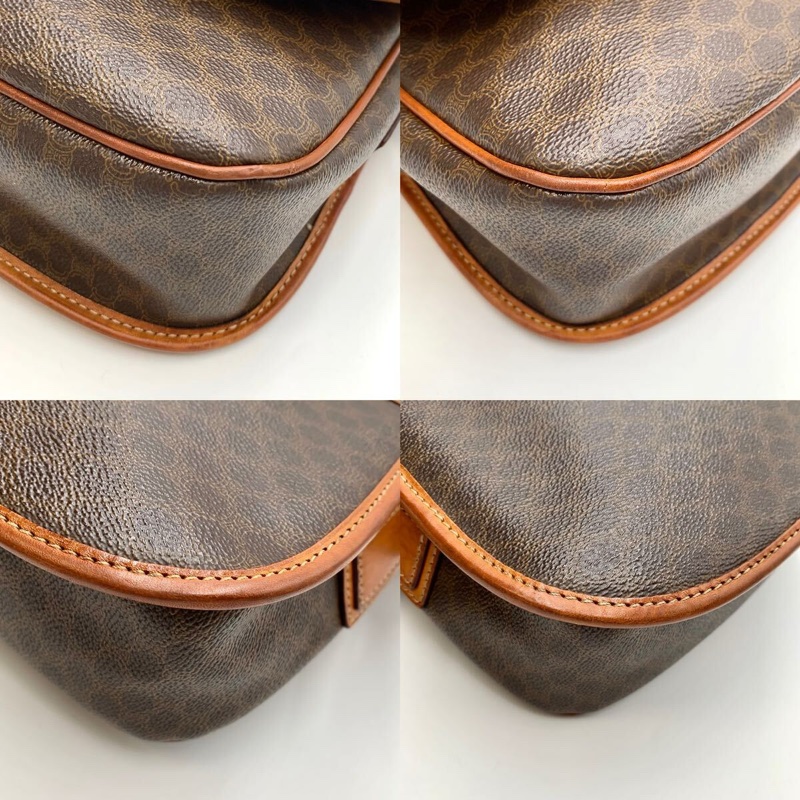 【LA LUNE】稀有中古二手Celine星球咖啡色老花皮革豆腐小包單肩側背斜孭手袋 Vintage-17