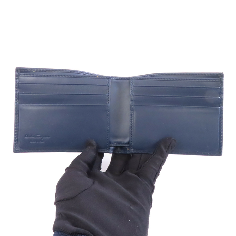 Salvatore Ferragamo 【激減優惠】牛皮皮革Wallet錢包藍色-6