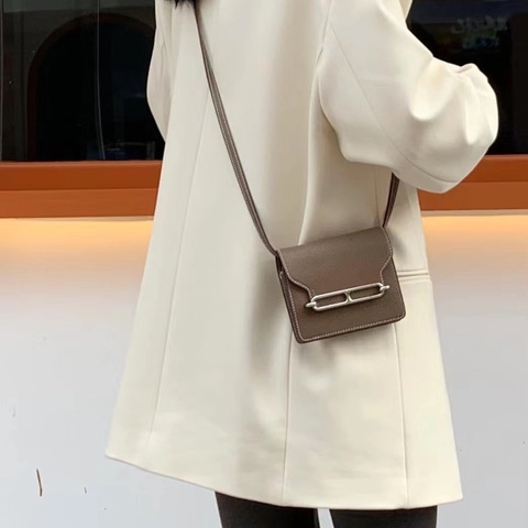 Hermes Roulis Slim 89黑山羊皮金釦豬鼻子錢包 腰包 可自行➕背帶 多種背法