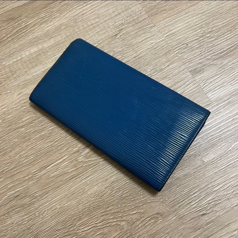 瑞奇二手精品 louis Vuitton epi 藍水波紋 長夾-2