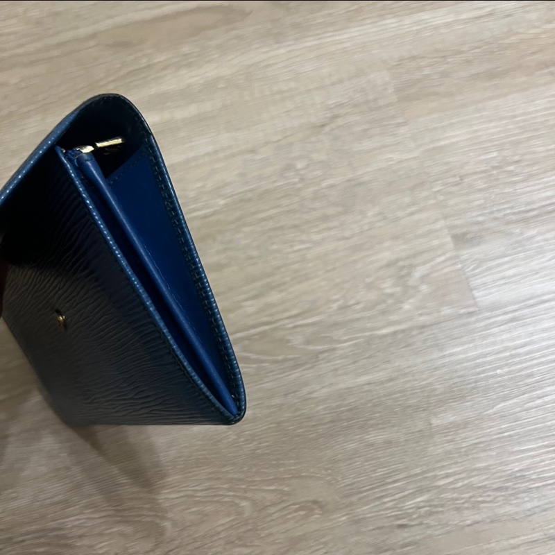 瑞奇二手精品 louis Vuitton epi 藍水波紋 長夾-4