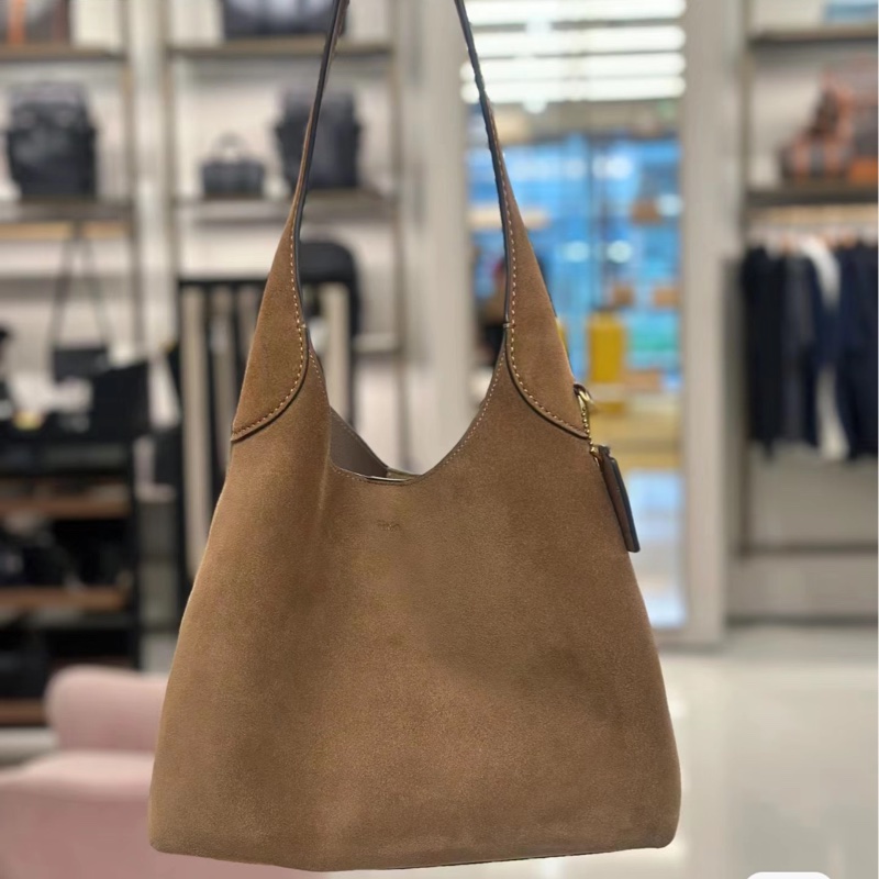 Coach Brookly 28 麂皮棕 全新-0