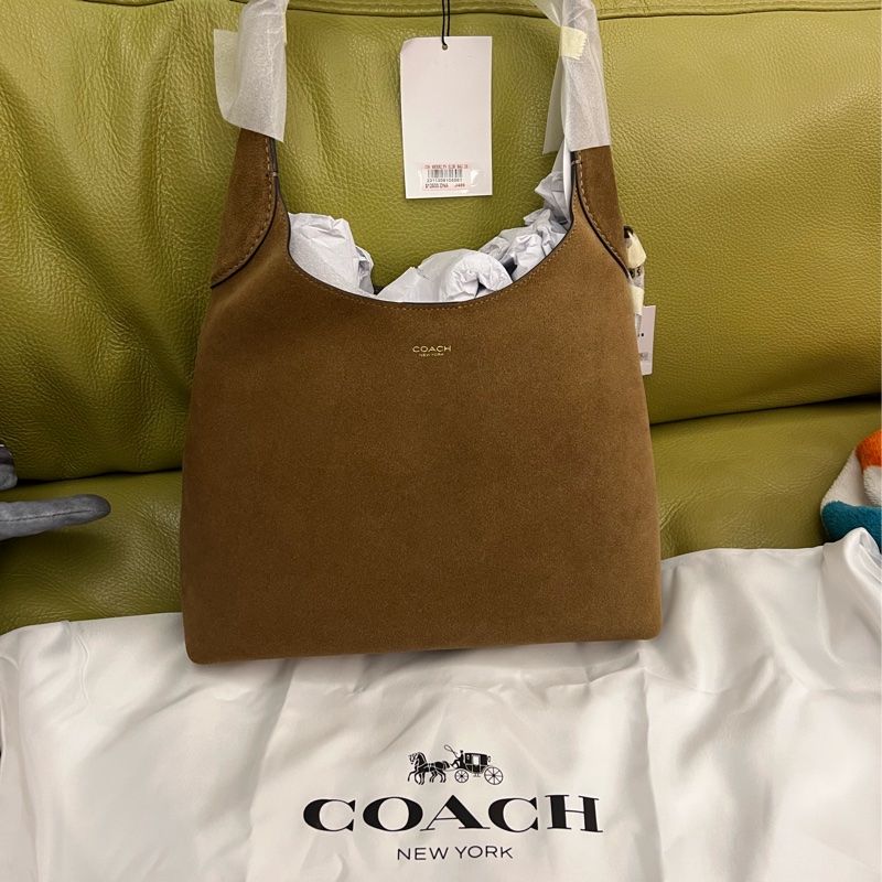 Coach Brookly 28 麂皮棕 全新-1