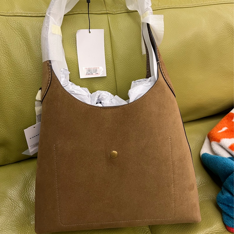 Coach Brookly 28 麂皮棕 全新-2