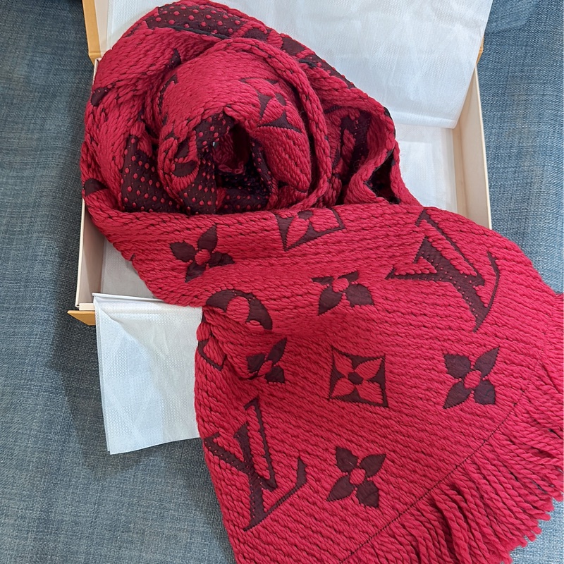 全新閒置品lv 2022新款紅雙色羊毛圍巾(紅)-0